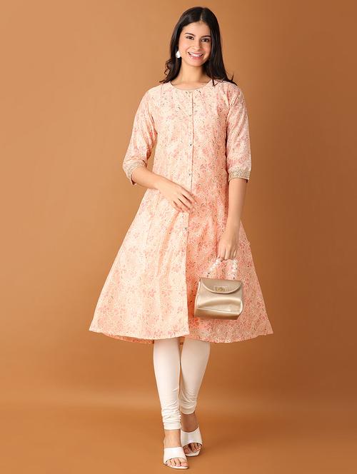 women three quarter sleeve a-line kurta - 21651556 - Very Small Image - 1