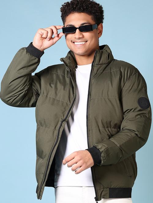 men solid stand collar long sleeve puffer jacket - 21651645 - Very Small Image - 1