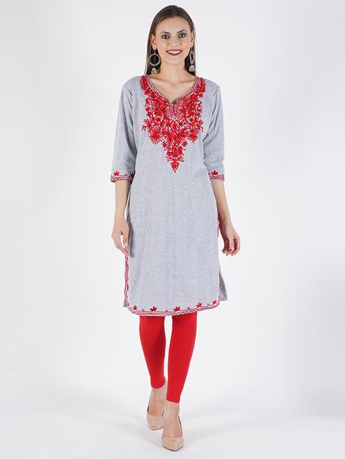 women embroidered woolen kurta - 21651690 - Very Small Image - 1