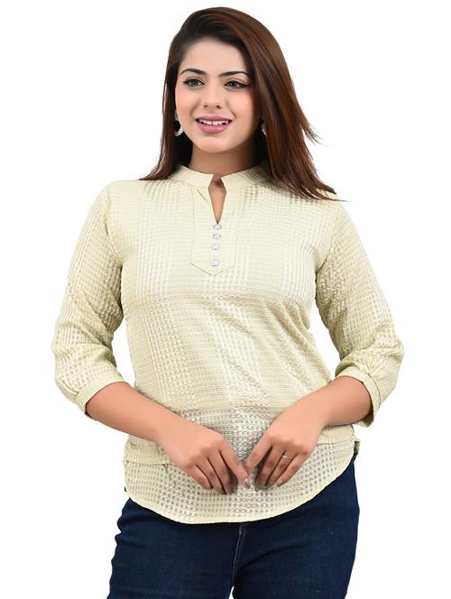 women mandarin neck self design regular top - 21651701 - Very Small Image - 1