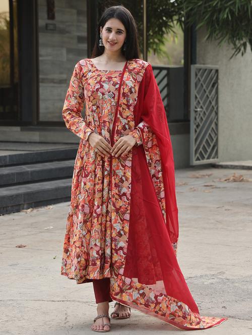 women red long sleeve kurta pant with dupatta set - 21651869 - Very Small Image - 1