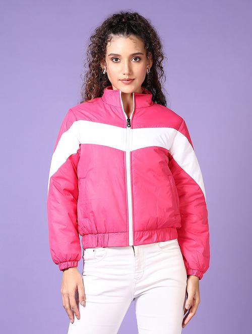 women color blocked long sleeves puffer jacket - 21652741 - Very Small Image - 1