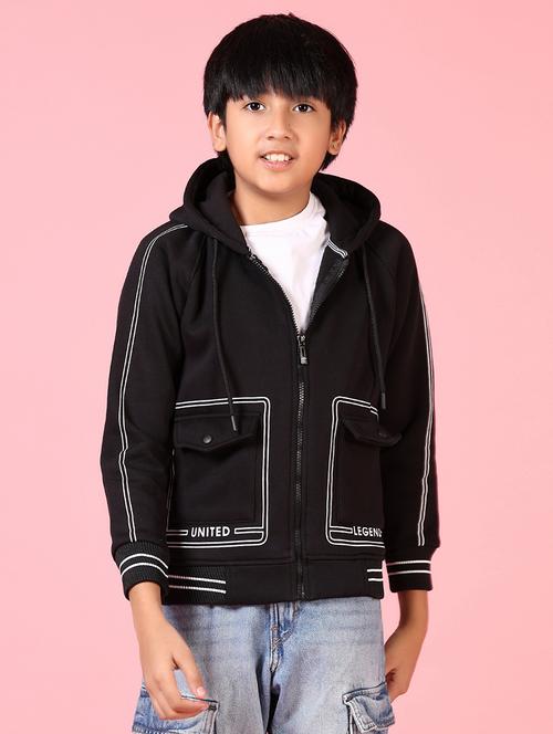boys solid hooded long sleeves jacket - 21653123 - Very Small Image - 1