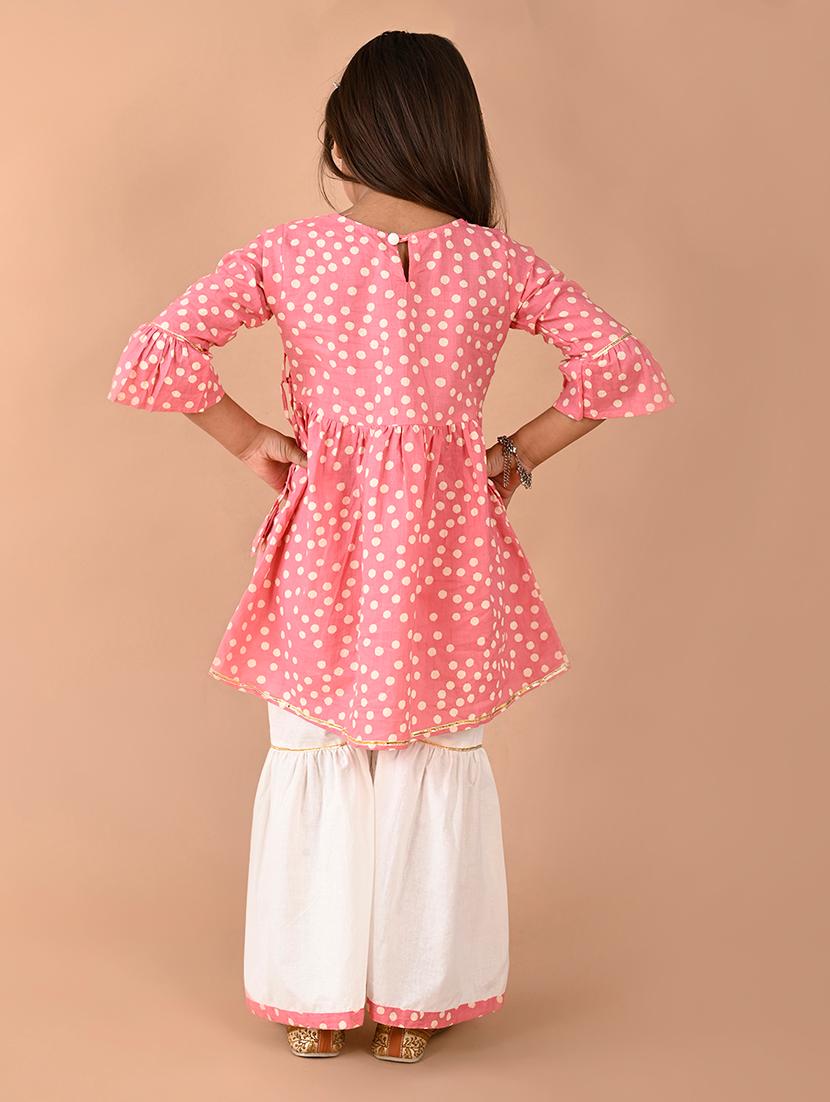 girls polka dots kurta sharara set - 21653338 - Zoom Image - 3