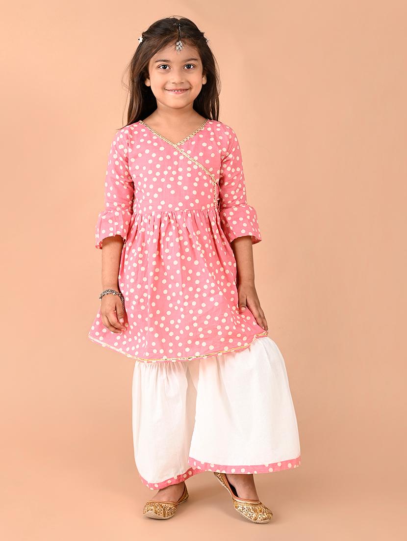 girls polka dots kurta sharara set - 21653338 - Zoom Image - 4