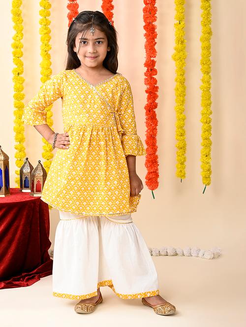 girls floral printed kurta sharara set  - 21653340 - Very Small Image - 1