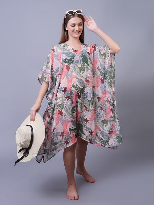 women tropical printed beach wear coverups - 21653415 - Very Small Image - 1