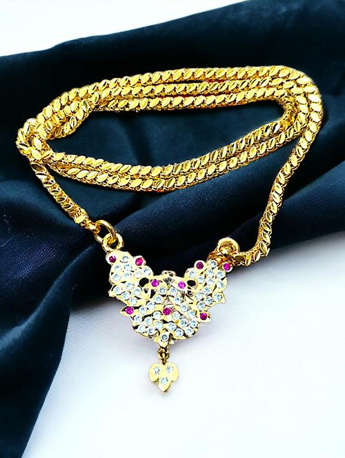 gold plated traditional necklace for women with elegant pendant - 21654143 - Very Small Image - 1