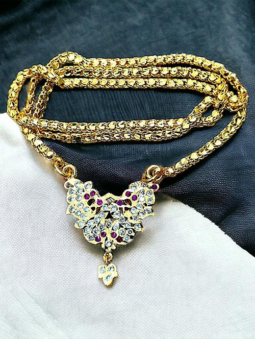 gold plated traditional necklace for women with elegant pendant - 21654149 - Very Small Image - 1