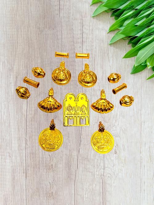 elegant gold toned pendant set for mangalsutra customization - 21657317 - Very Small Image - 1