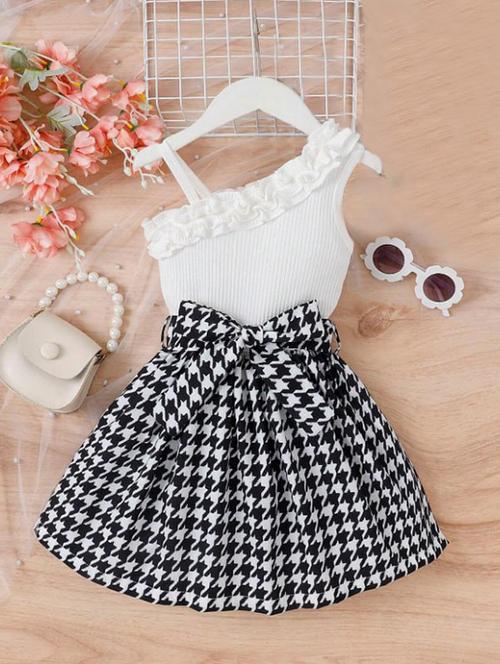 girls printed one shoulder frock - 21659443 - Very Small Image - 1