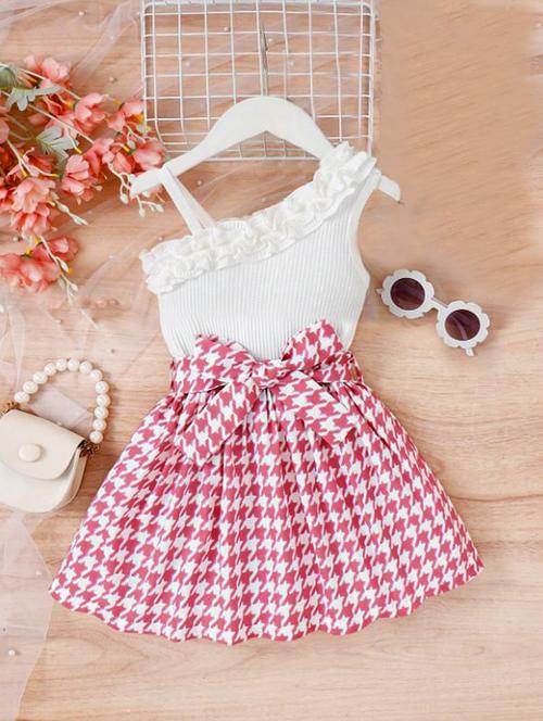 girls printed one shoulder frock - 21659444 - Very Small Image - 1