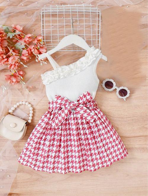 girls printed one shoulder frock - 21659445 - Very Small Image - 1