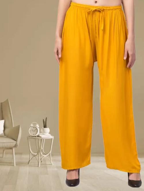 women solid mid rise relaxed fit palazzo - 21659569 - Very Small Image - 1