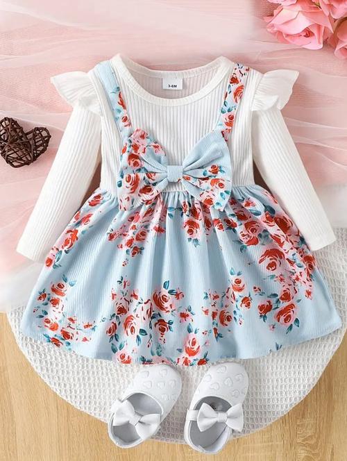 girls printed round neck frock - 21659597 - Very Small Image - 1