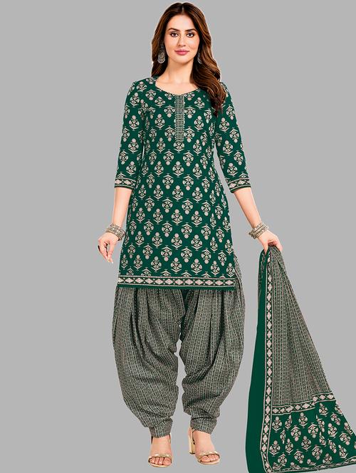 women printed cotton unstitched suit set - 21659615 - Very Small Image - 1