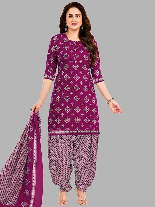 women printed cotton unstitched suit set - 21659629 - Very Small Image - 1
