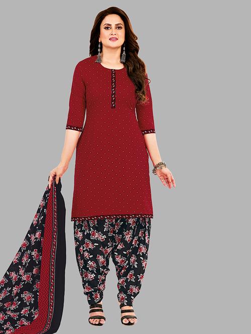 women printed cotton unstitched suit set - 21659634 - Very Small Image - 1