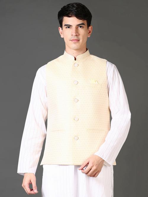 men self designed mandarin neck nehru jacket - 21659721 - Very Small Image - 1