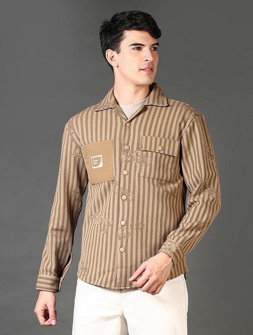 men striped long sleeve shacket - 21659770 - Very Small Image - 1