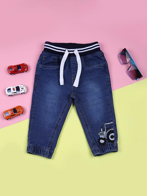 boys solid mid rise denim jogger - 21659814 - Very Small Image - 1