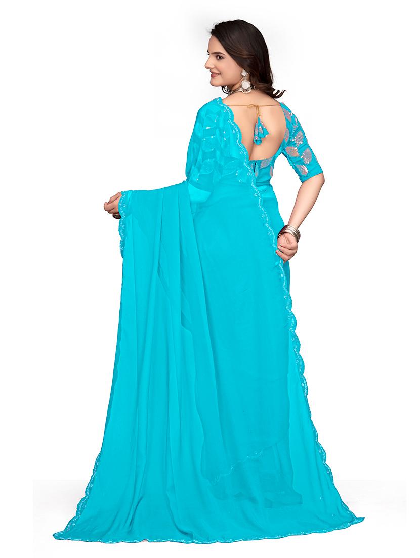 women light blue embellished saree with blouse - 21659982 - Standard Image - 2