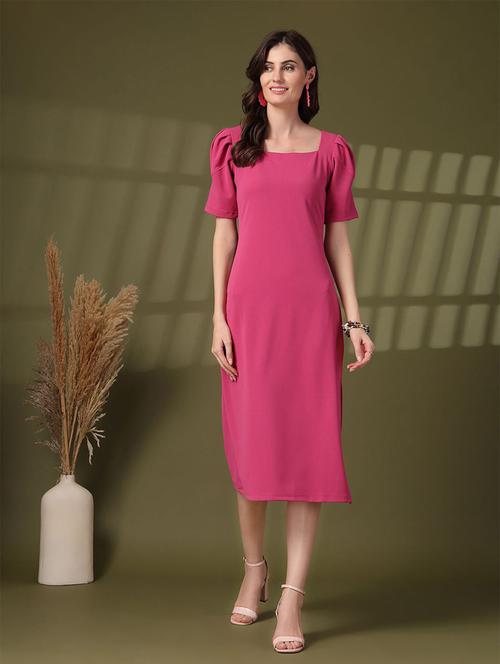 women solid square neck a-line dress - 21660060 - Very Small Image - 1