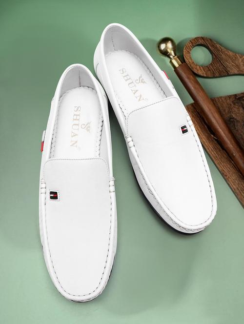 men white solid slip on loafer - 21660061 - Very Small Image - 1