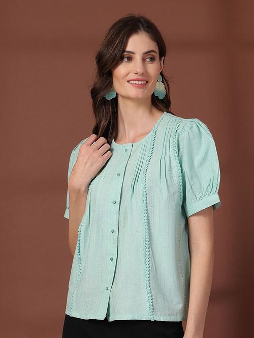 women solid round neck western top - 21660468 - Very Small Image - 1