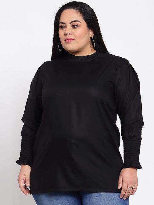 women solid high neck plus size top - 21660472 - Very Small Image - 1