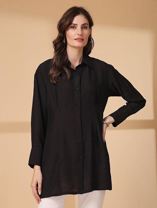 women black solid long sleeve shirt - 21660682 - Very Small Image - 1