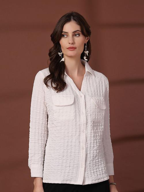 women white solid long sleeve shirt - 21660684 - Very Small Image - 1