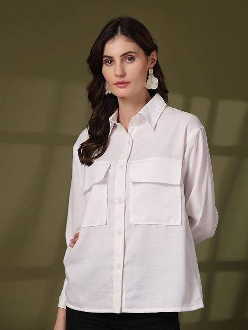women white solid long sleeve shirt - 21660691 - Very Small Image - 1