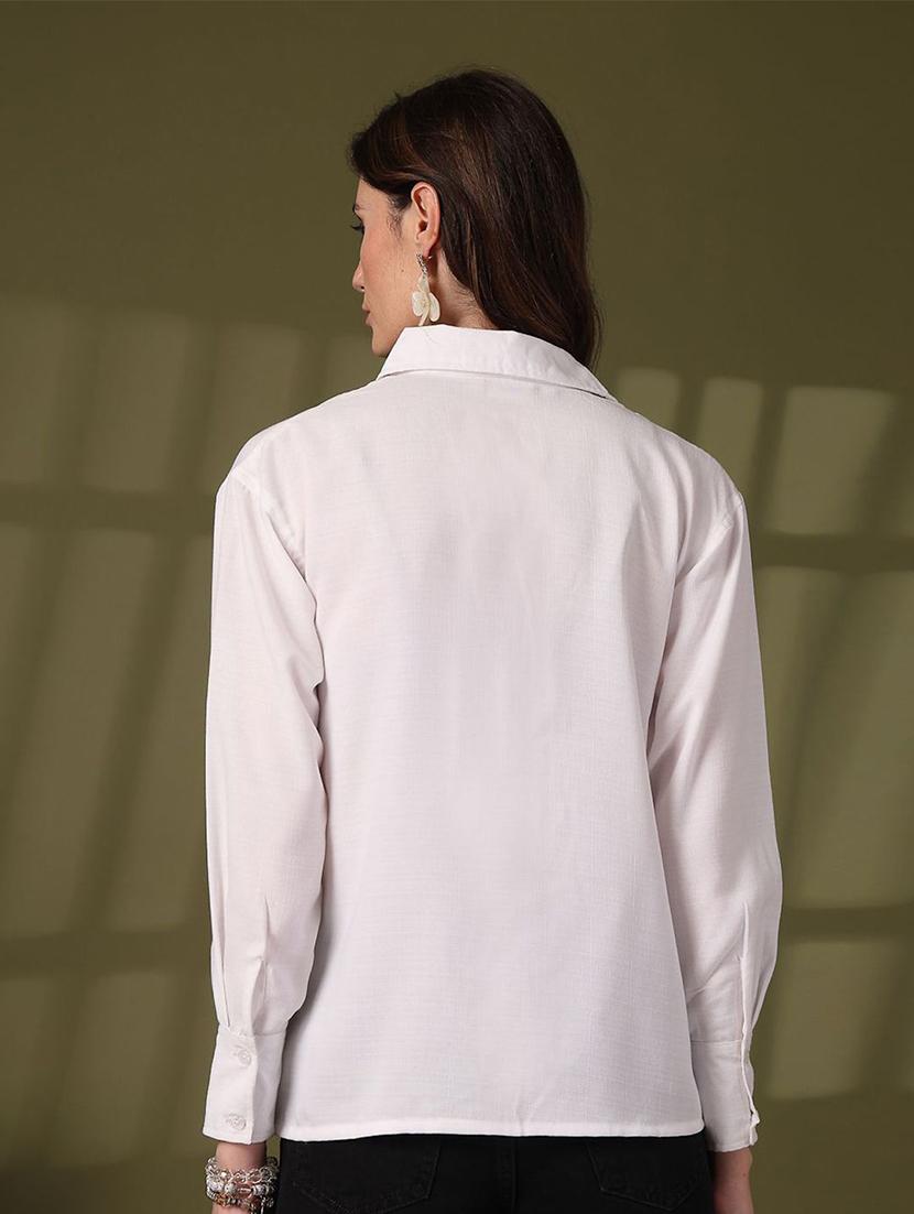 women white solid long sleeve shirt - 21660691 - Standard Image - 3