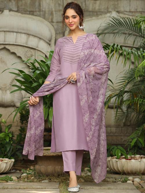 women three quarter sleeve kurta pant with dupatta set - 21660747 - Very Small Image - 1