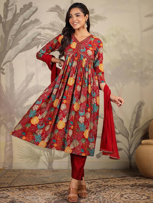 women embroidered three quarter sleeve suit set - 21660751 - Very Small Image - 1
