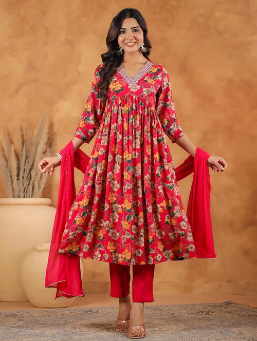 women embroidered three quarter sleeve suit set - 21660752 - Very Small Image - 1