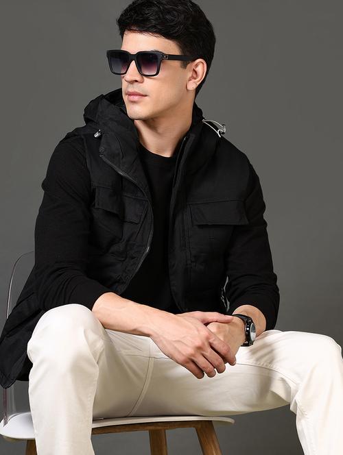 men's black hooded puffer jacket quilted - 21661153 - Very Small Image - 1