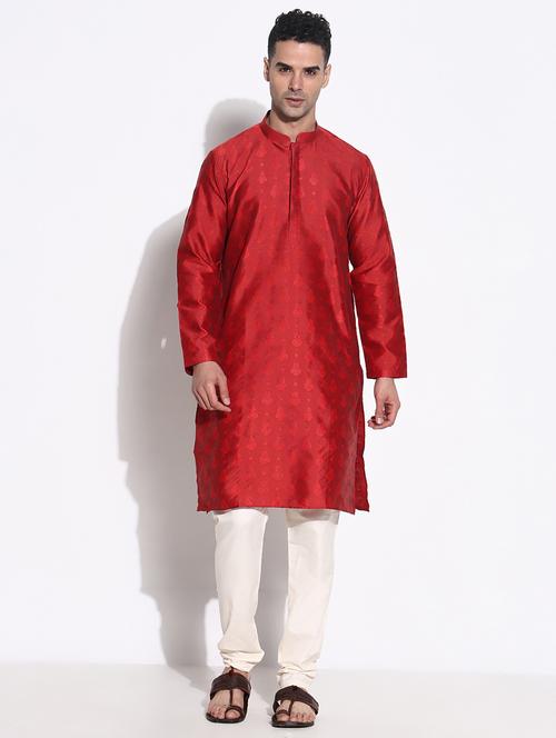 men self design kurta churidar ethnic wear set - 21661355 - Very Small Image - 1