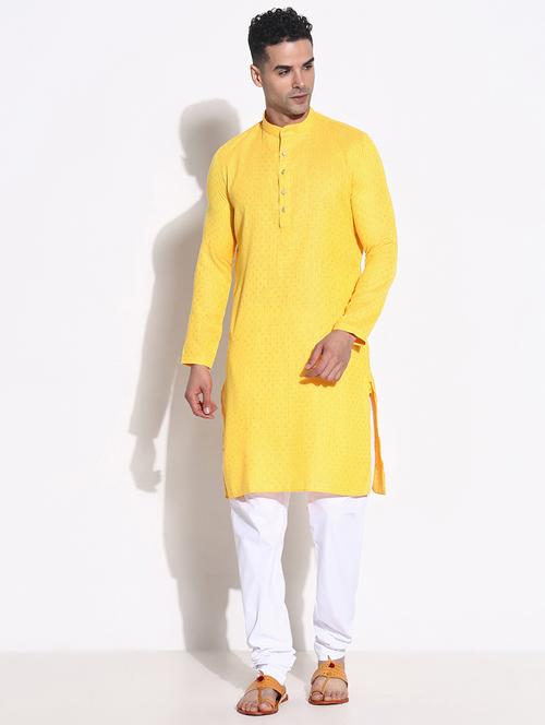men self design kurta churidar ethnic wear set - 21661360 - Very Small Image - 1
