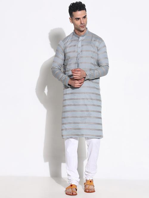 men stripes kurta churidar ethnic wear set - 21661373 - Very Small Image - 1