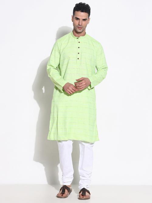 men stripes kurta churidar ethnic wear set - 21661376 - Very Small Image - 1