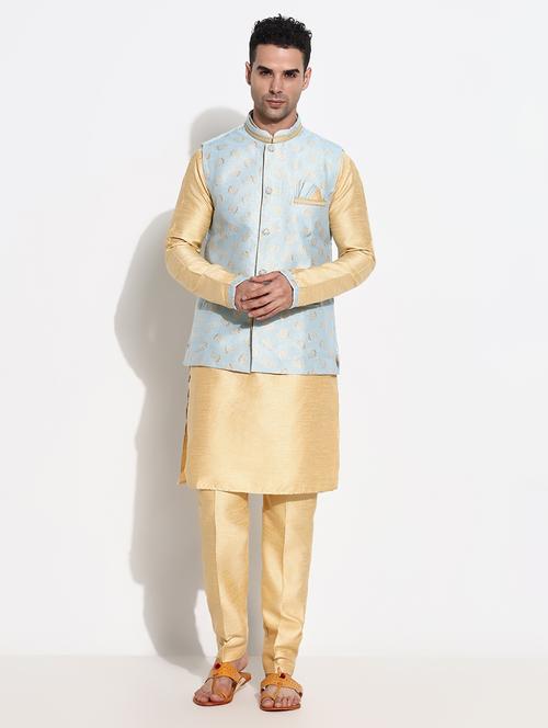 men solid kurta pyjama with jacket ethnic wear set - 21661399 - Very Small Image - 1