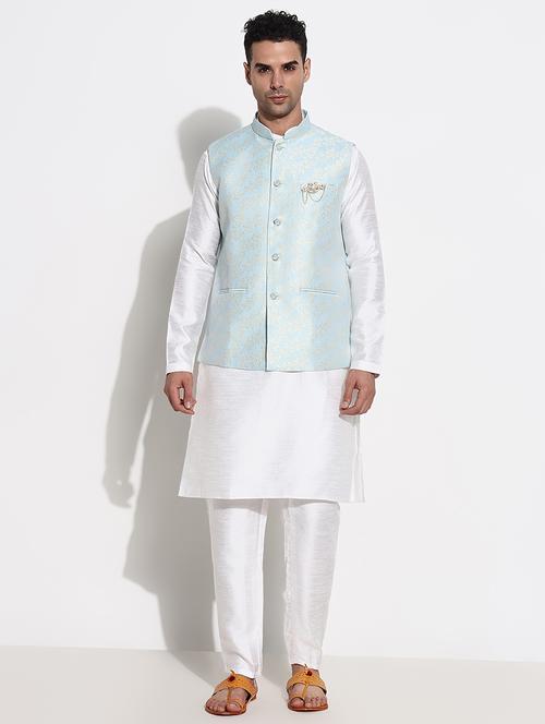 men solid kurta pyjama with jacket ethnic wear set - 21661404 - Very Small Image - 1