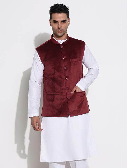 men mandarin neck solid nehru jacket - 21661412 - Very Small Image - 1