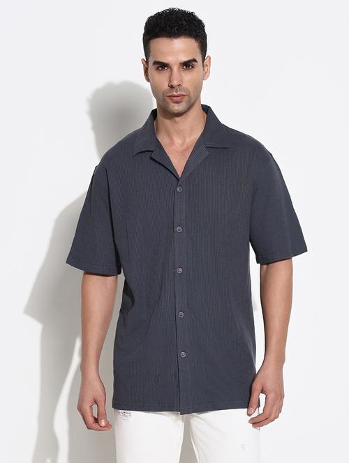men textured short sleeves loose fit shirt - 21661415 - Very Small Image - 1