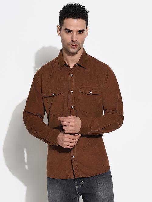 men long sleeves corduroy casual shirt - 21661420 - Very Small Image - 1