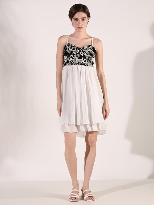 women solid soulder strap neck fit & flare dress - 21661475 - Very Small Image - 1