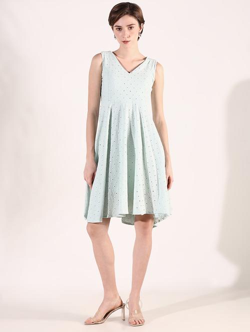 women sea green sleeveless fit & flare dress - 21661490 - Very Small Image - 1