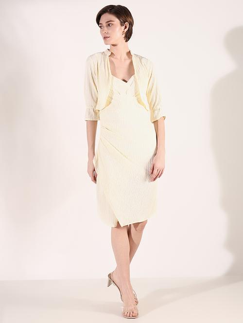 women cream solid bodycon dress with shrug - 21661495 - Very Small Image - 1